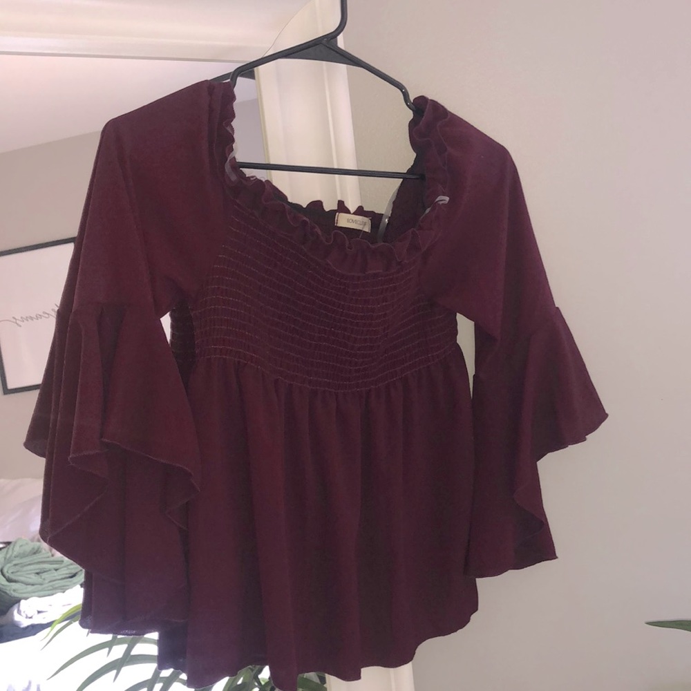 NWT. Plum off the shoulder shirt